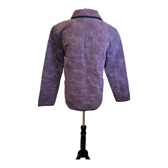 Analogy Quilted Jacket Floral Print Lavender Snap Down Jacket - S - Picture 2 of 8